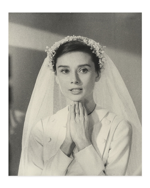 Audrey Hepburn's Personally Owned Photo From ''The Nun's Story'' in a Wedding Veil -- Taken by Photographer Pierluigi Praturlon, Measuring 9.5'' x 11.75''